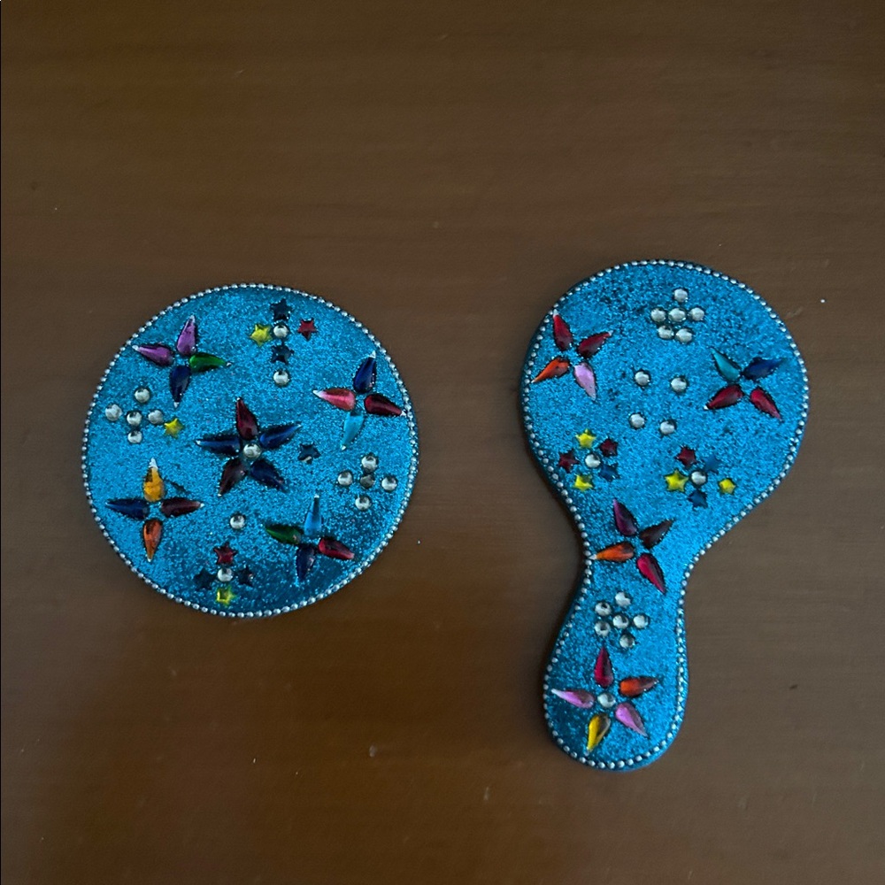 Colorful Beaded Hand Mirror Set